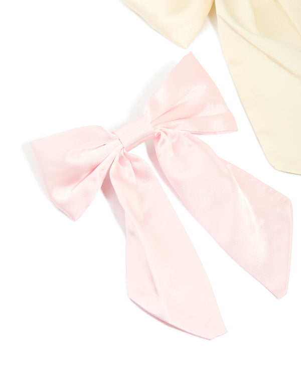 Cream & White Fabric Classic Bows 2-Pack