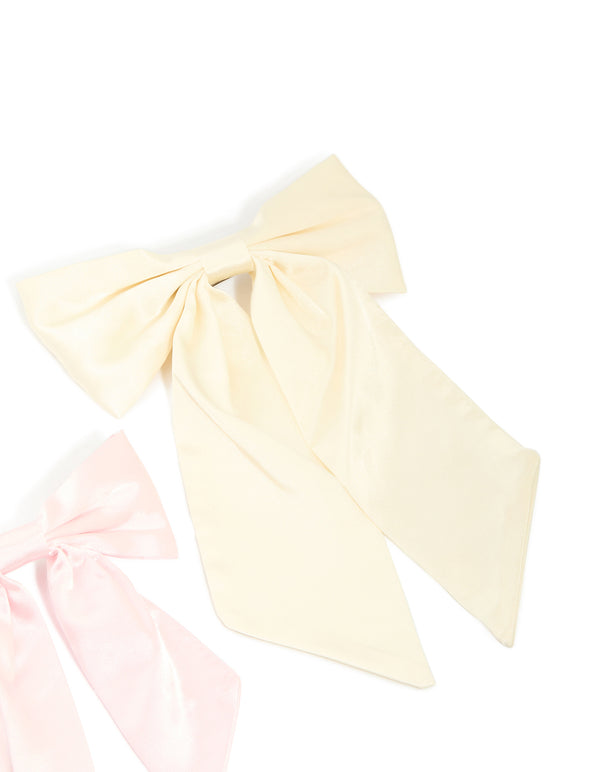 Cream & White Fabric Classic Bows 2-Pack