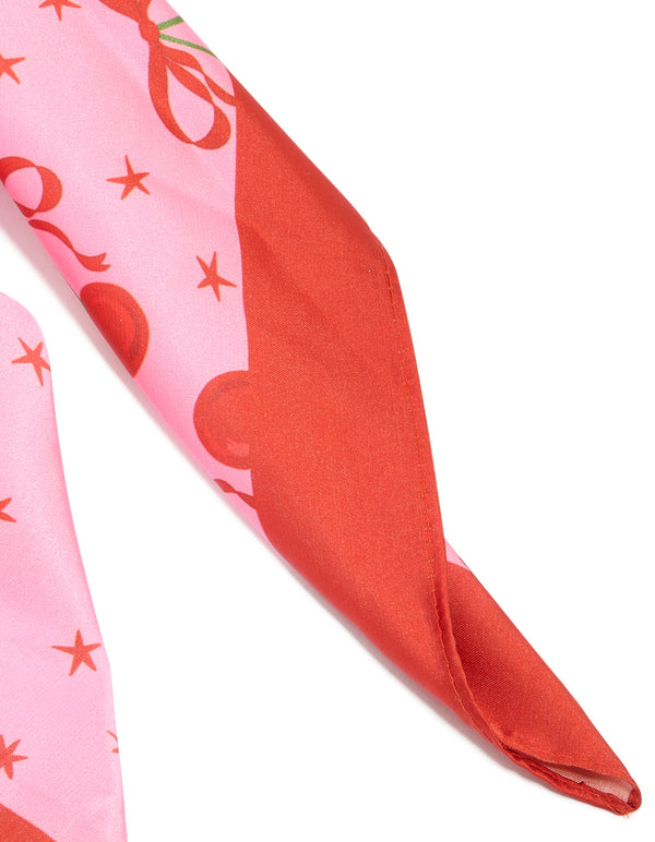 Cherry Bow & Star Fabric Scarf