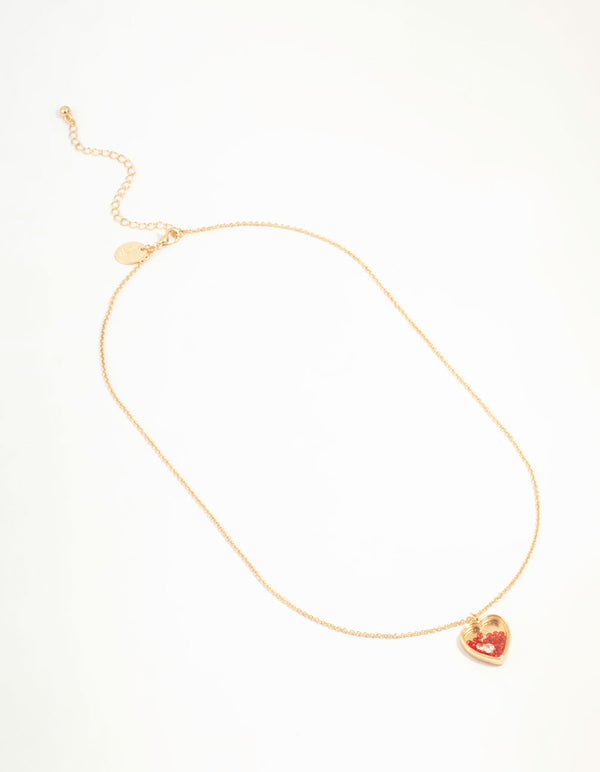 Red Diamante Heart Shaker Necklace