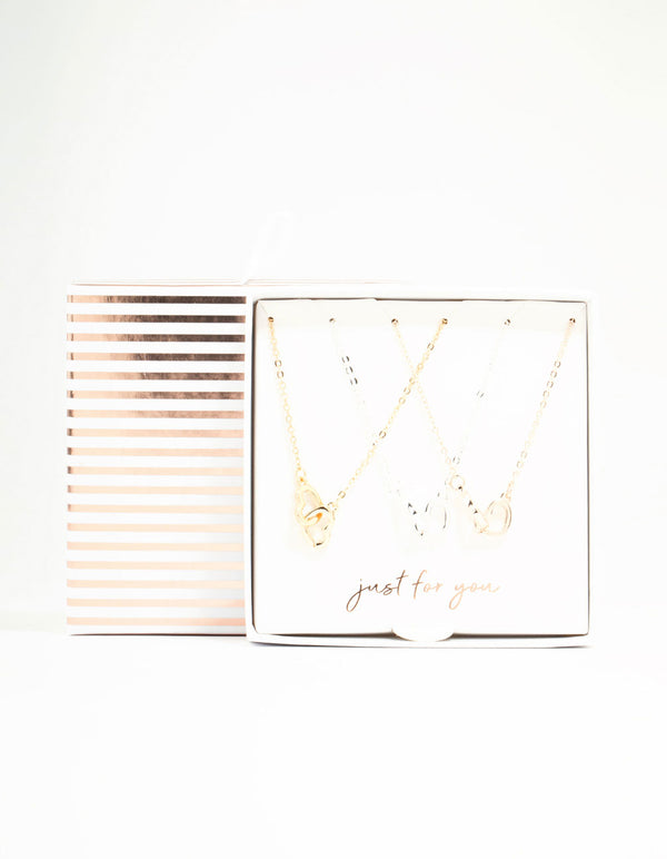 Mixed Metals Link Heart Necklaces 3-Pack