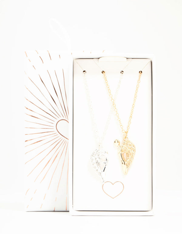 Mixed Metals Angel Necklaces 2-Pack