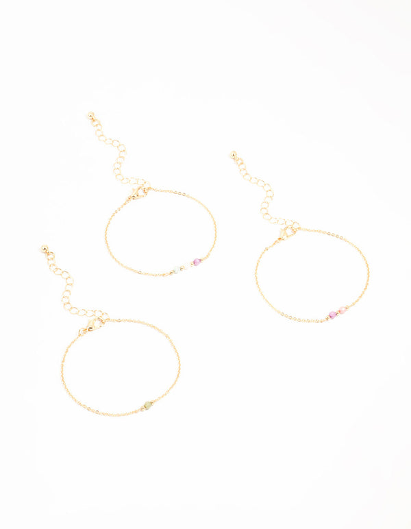 Gold Faceted Bead Bracelets 3-Pack