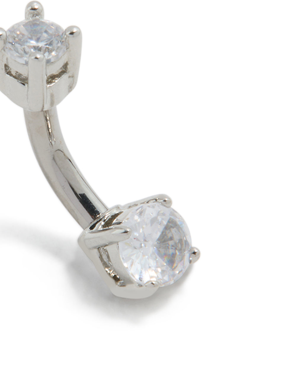 Titanium Mini Round Cubic Zirconia Belly Bar