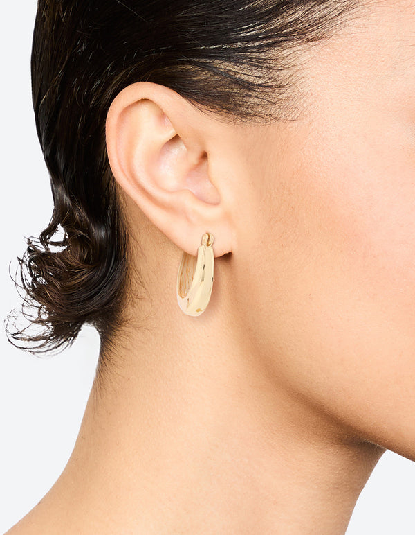 Gold Plated Long Thin Oval Hoop Earrings