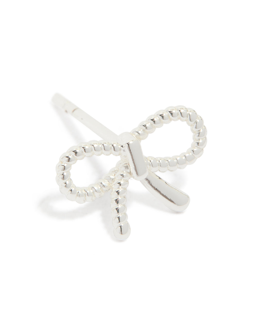 Sterling Silver Textured Bow Stud Earrings
