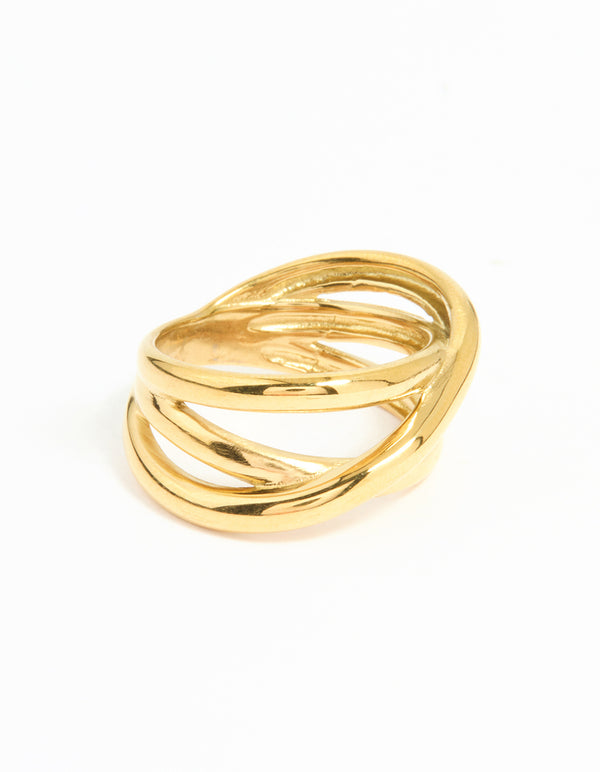 Waterproof Gold Plated Stainless Steel Multi Row Wrap Ring