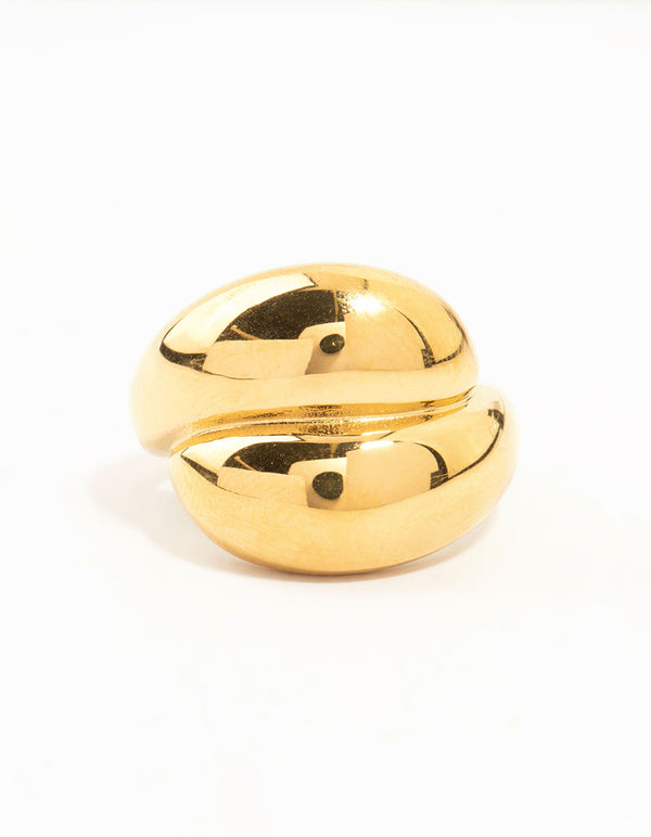Waterproof Gold Plated Stainless Steel Puffy Stacked Ring
