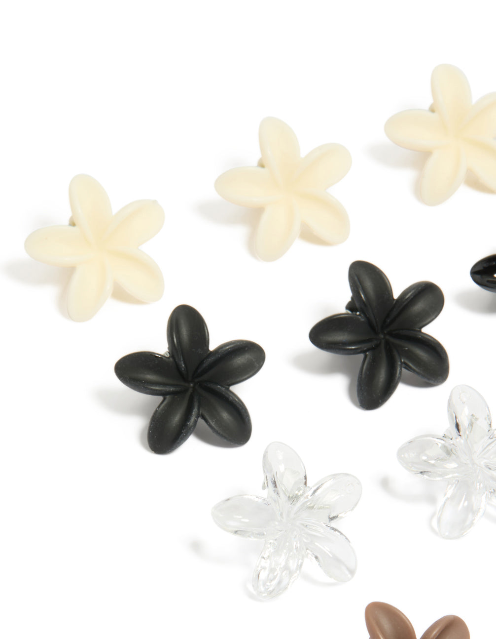 Mini Neutral Frangipani Claw Clips 10-Pack