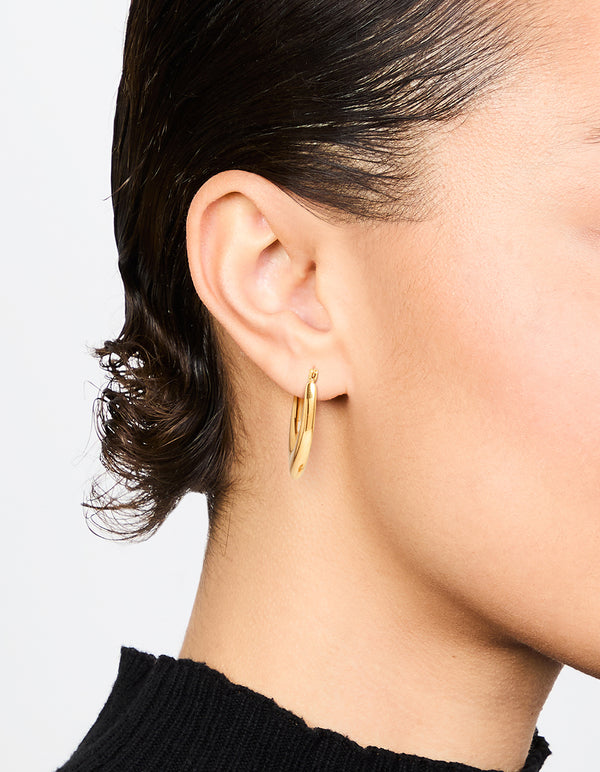 Waterproof Gold Plated Stainless Steel Pointed Puff Hoop Earrings