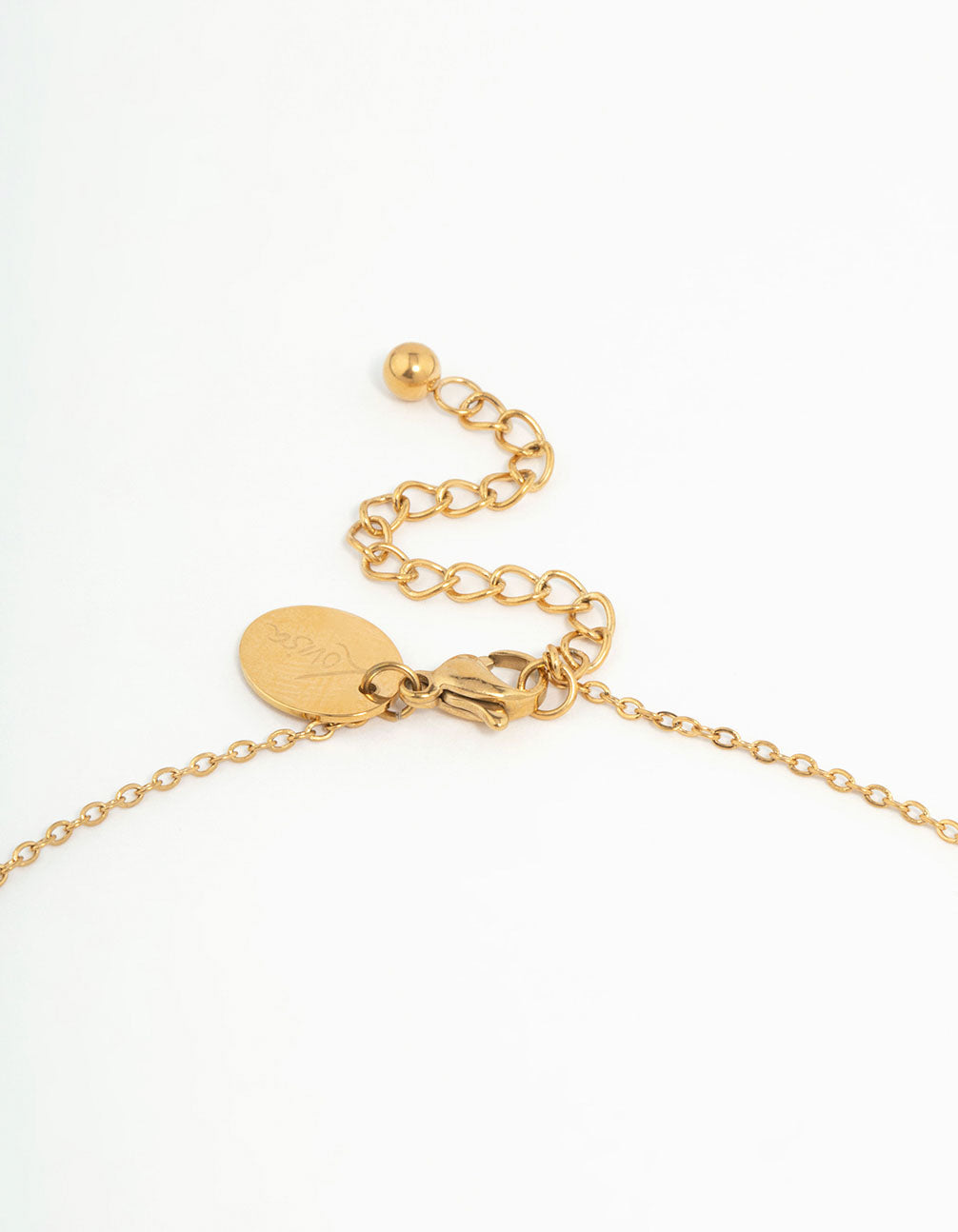 Waterproof Gold Plated Stainless Steel Cubic Zirconia Leaf Pendant Necklace