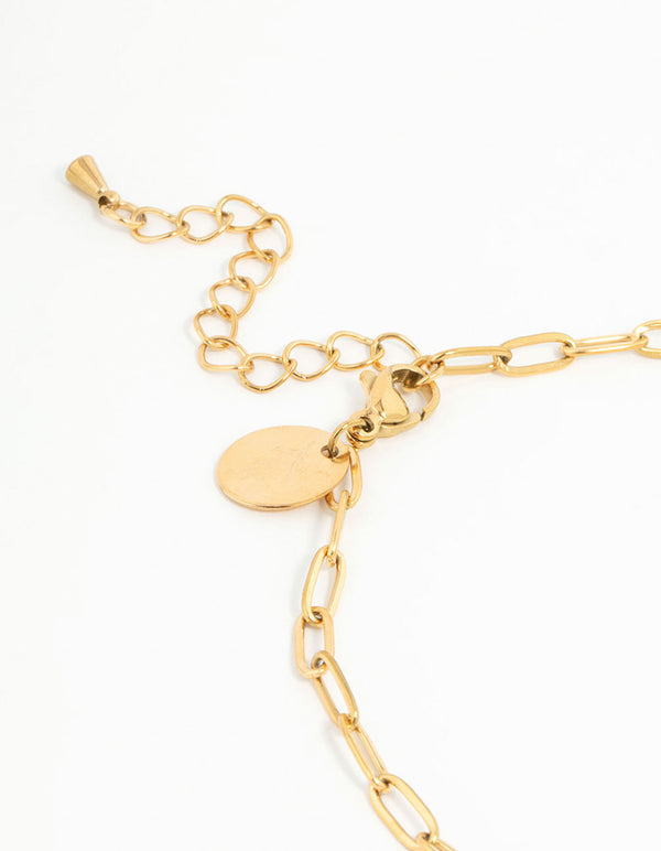 Explore waterproof gold plated stainless steel mixed chain anklets in a 2-pack in a dainty design detail view