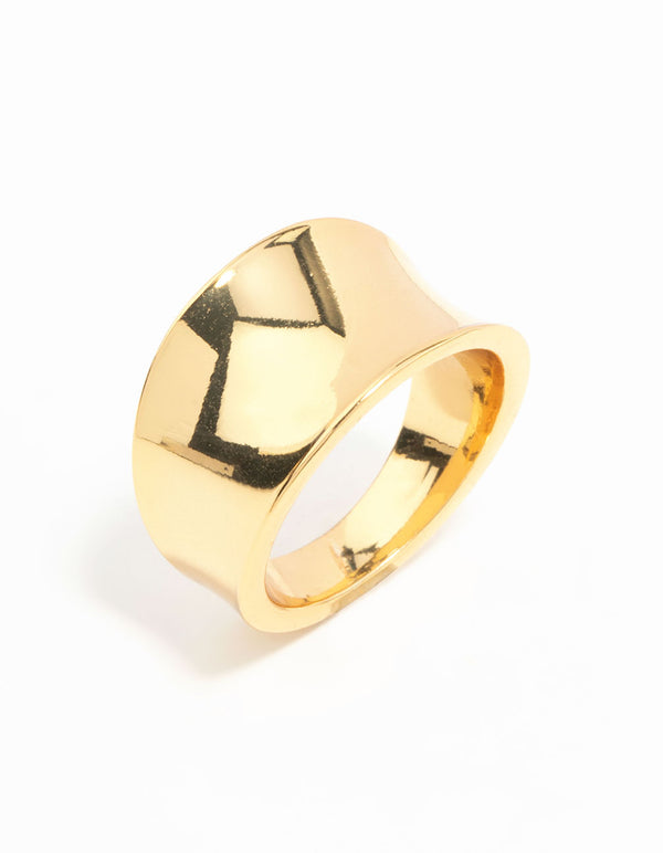 Waterproof Gold Plated Stainless Steel Chunky Ring