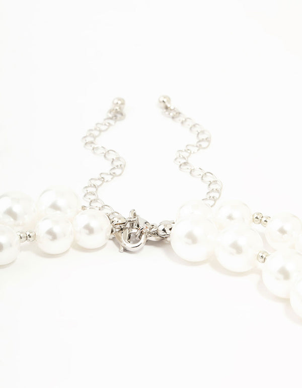 Pearl & Silver Beads Layered Necklace