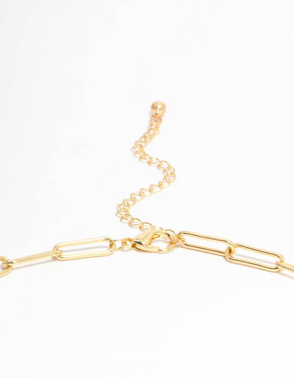 Gold Plated Oval Rondell Link Necklace