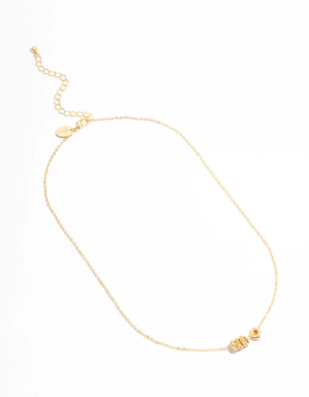 Gold Plated Cubic Zirconia Rondell Pendant Necklace