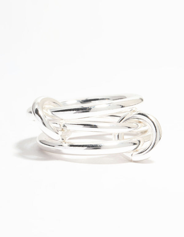 Silver Plated Connected Links Ring