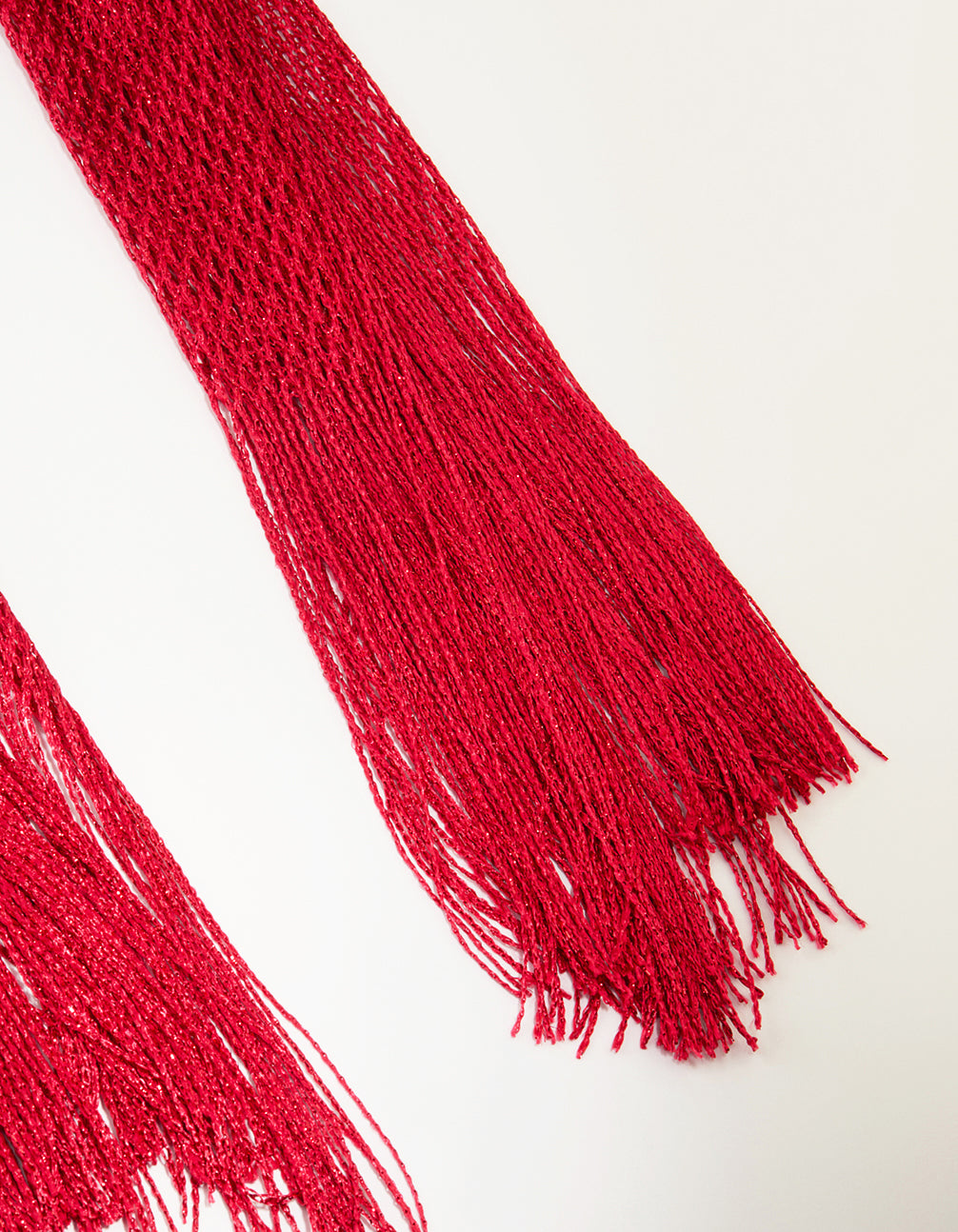 Red Fabric Draped Long Scarf