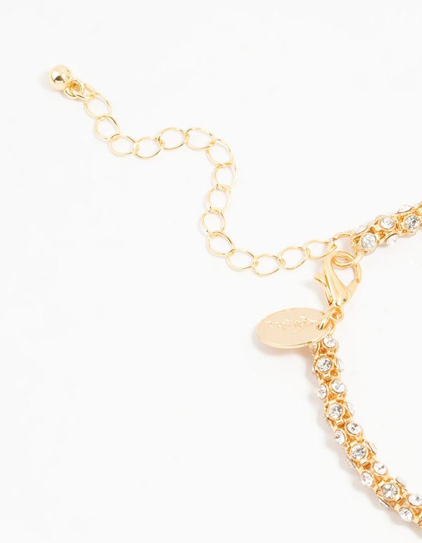 Gold Plated Diamante Fireball Bracelet Chain Bracelet