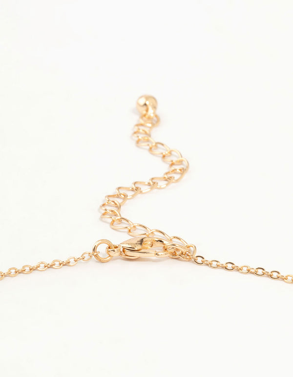 Gold Cubic Zirconia Flower Necklace
