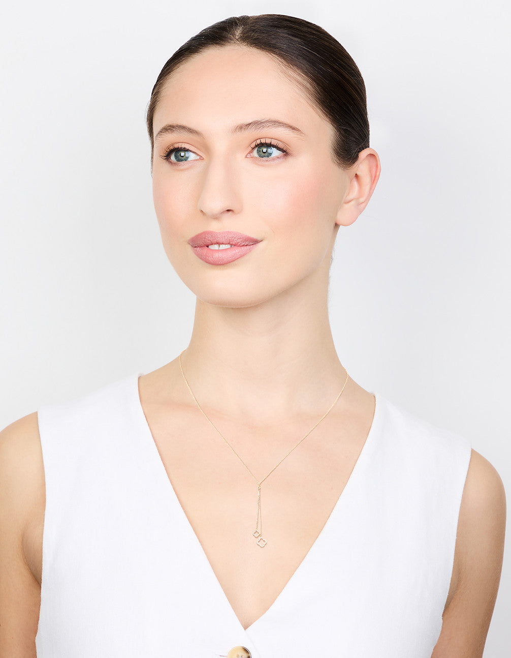 Gold Cubic Zirconia Flower Y Necklace