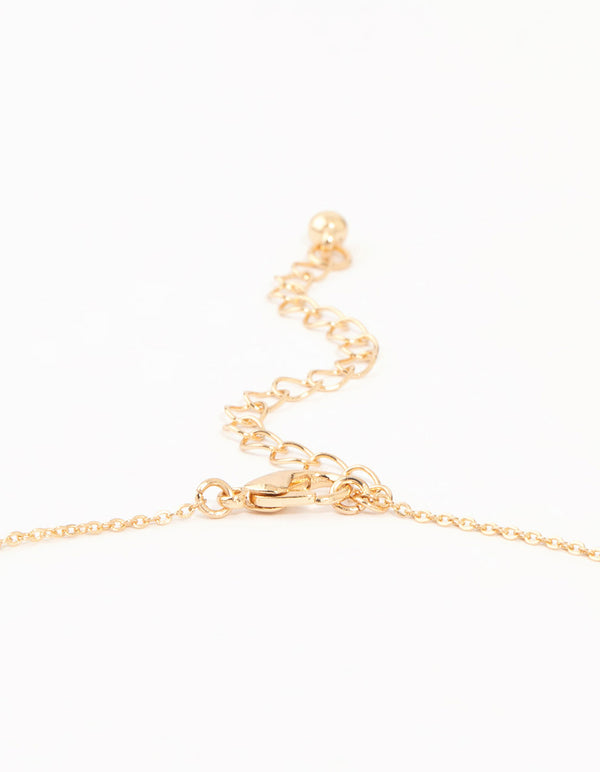 Gold Cubic Zirconia Flower Y Necklace