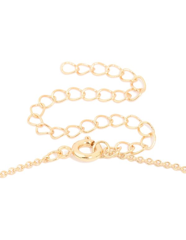 Gold Plated Brass Ribbed Flower Pendant Necklace