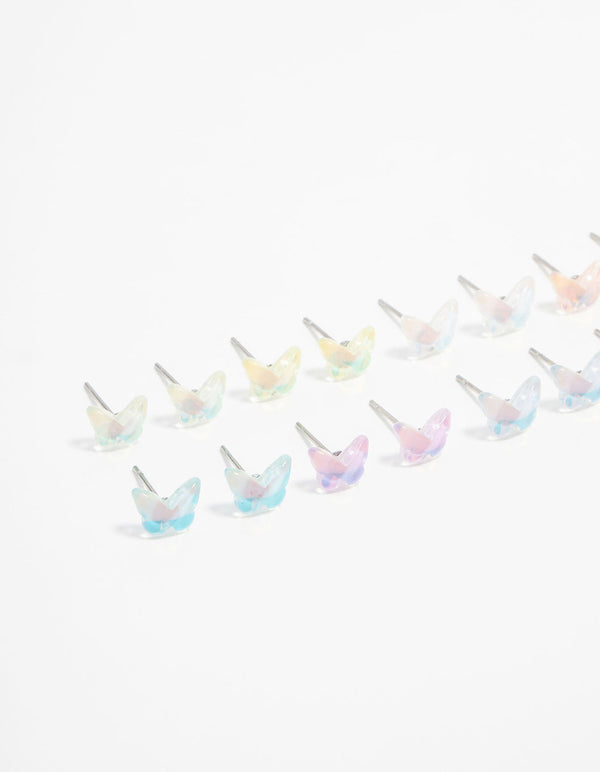 Acrylic Basic Butterfly Stud Earrings 8-Pack