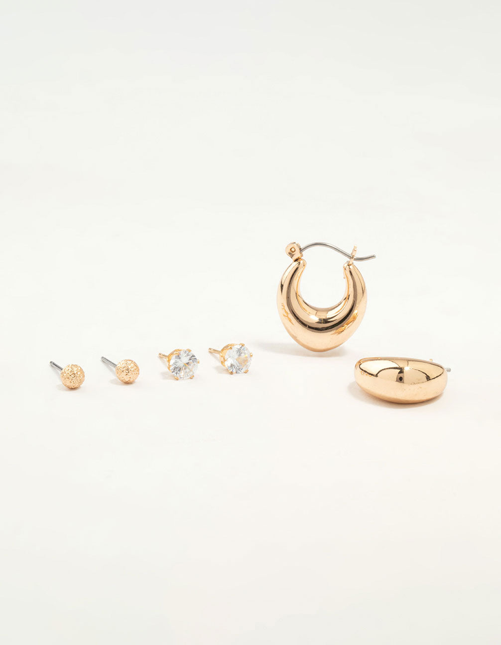 Gold Diamante Studs & Hoop Earrings 3-Pack