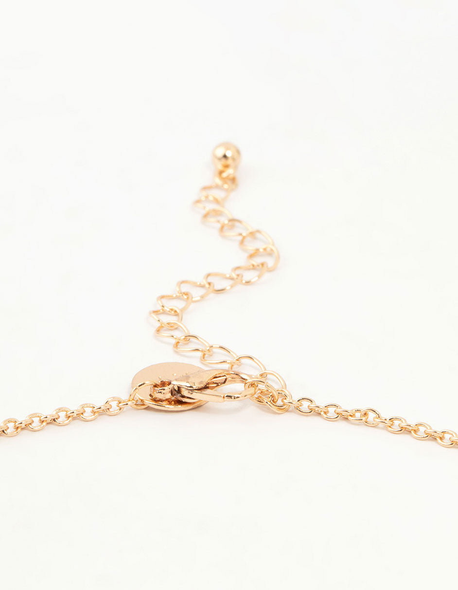 Gold Pearl Cross Diamante Pendant Necklace