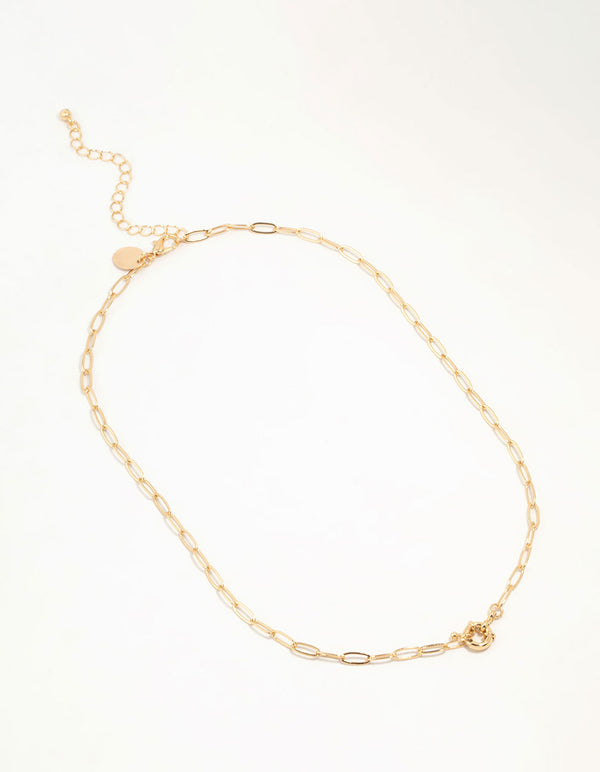 Gold Plated Pin Chain Necklace