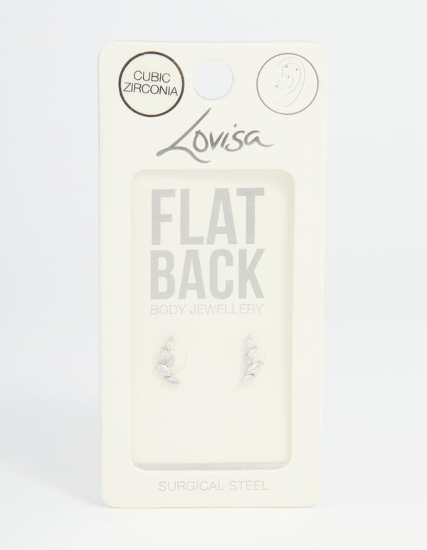 Surgical Steel Marquise Crawler Flat Back Earrings 2-Pack