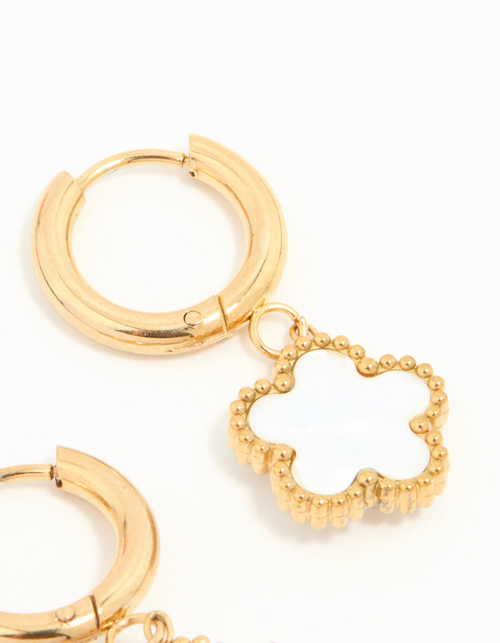 Waterproof Gold Plated Stainless Steel Flower Huggie Earrings