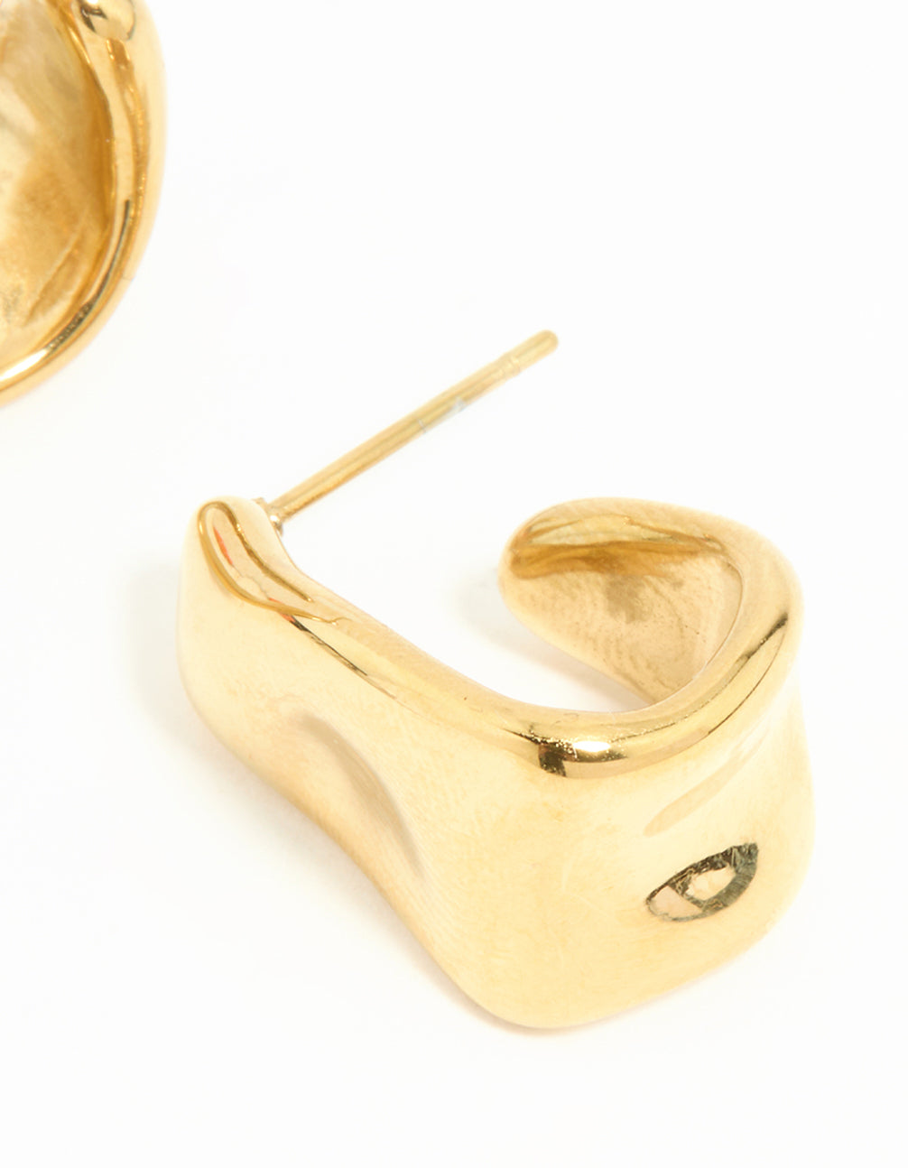 Waterproof Gold Plated Stainless Steel Molten Hoop Earrings