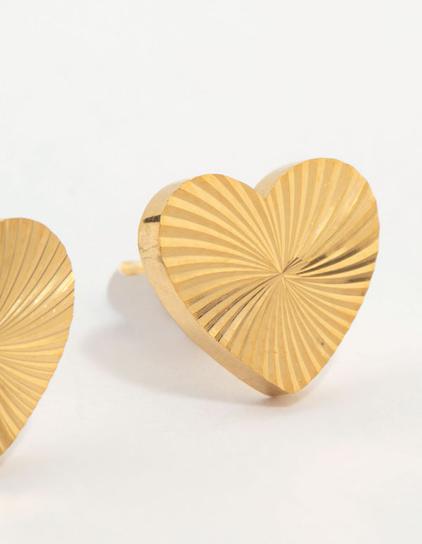 Waterproof Gold Plated Stainless Steel Heart Stud Earrings