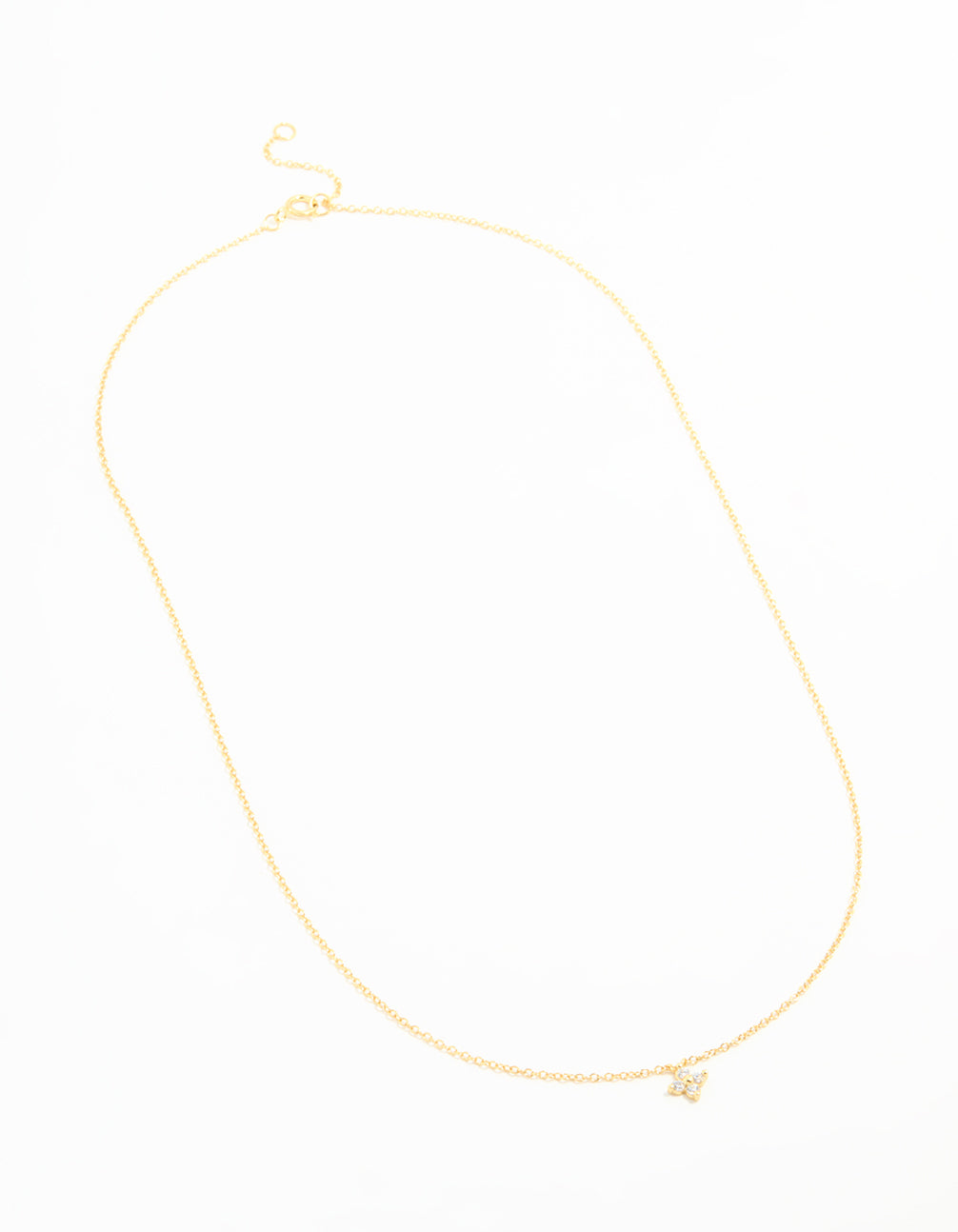 Gold Plated Sterling Silver Cubic Zirconia Flower Necklace