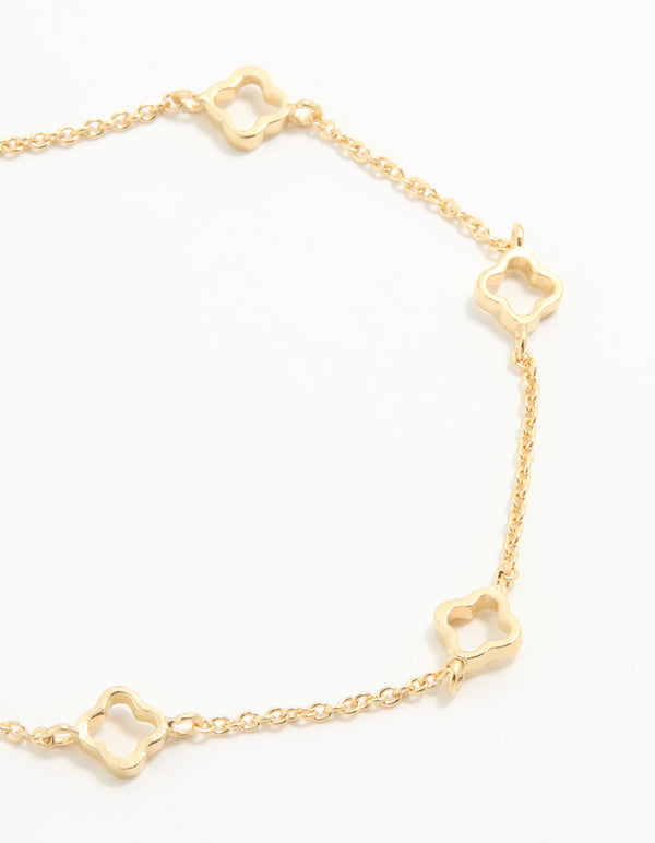 Gold Plated Sterling Silver Flower Statement Bracelet