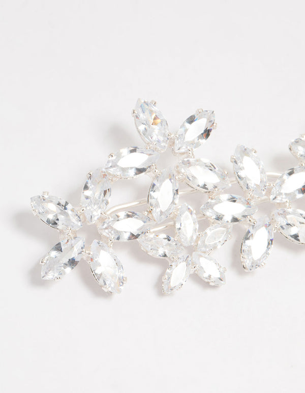 Silver Diamante Flower Cluster Hair Clip