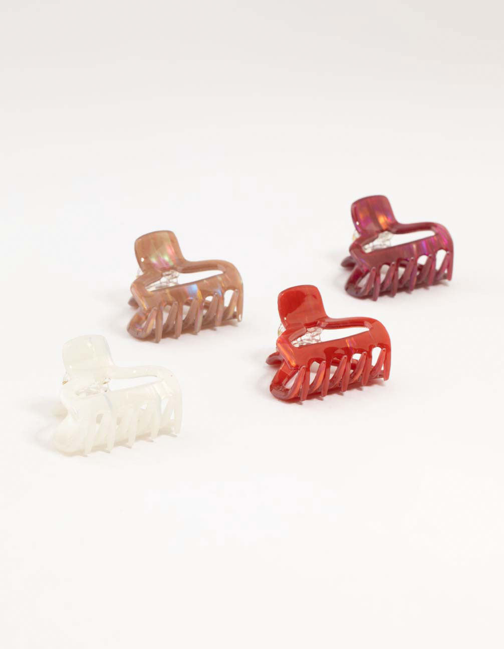 Red & Brown Acrylic Small Shaped Claw Clips 4-Pack