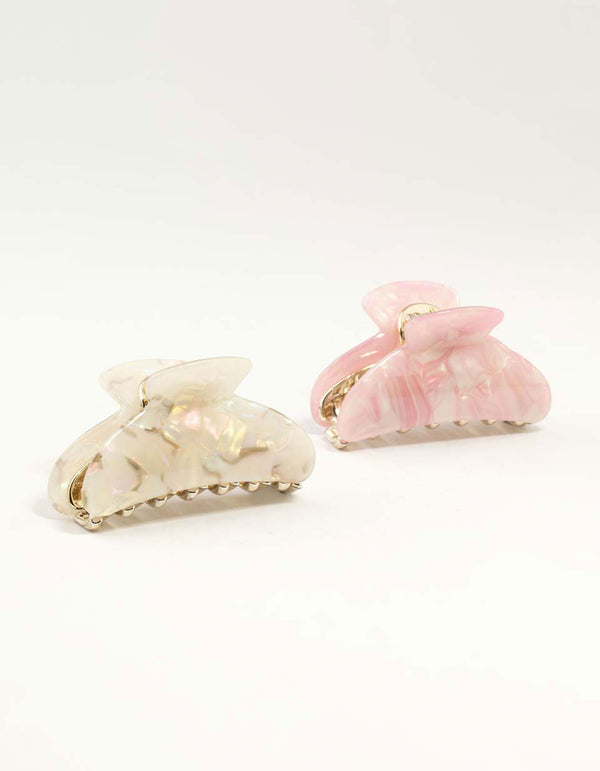 Pink & Cream Acrylic Curved Claw Clip 2-Pack