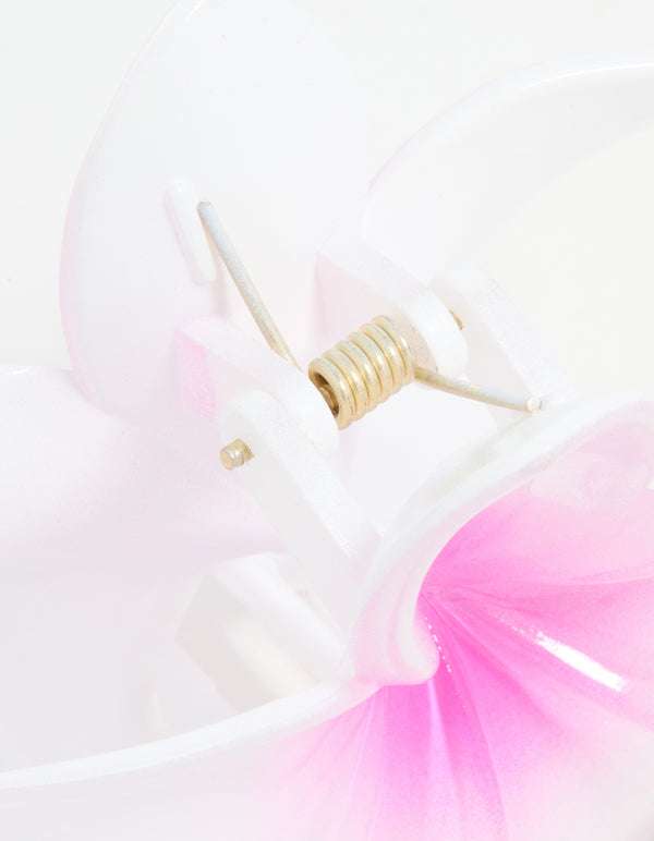 White & Pink Ombre Frangipani Claw Clip