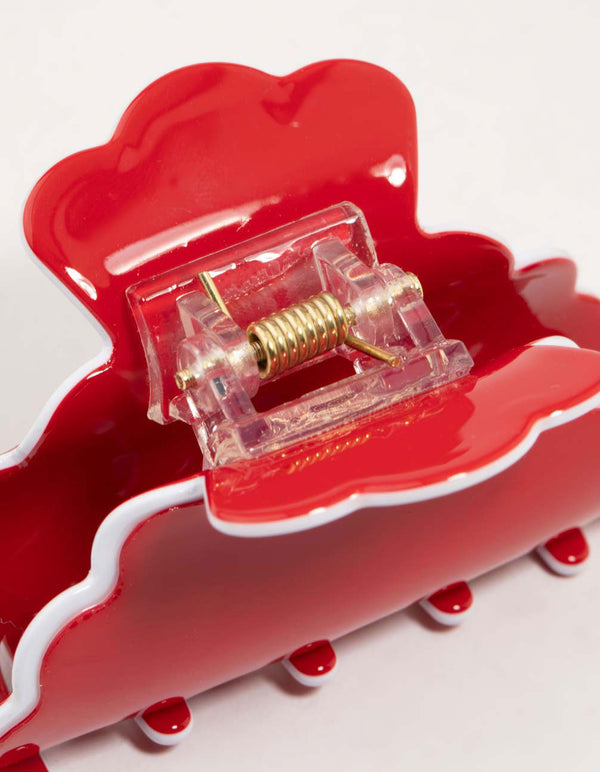 Red & Black Acrylic Scalloped Edge Claw Clips 2-Pack