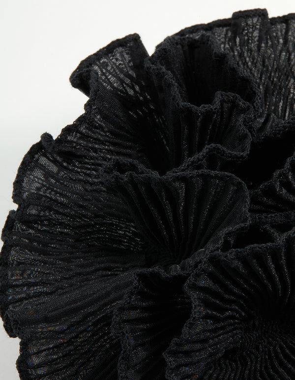 Black Plisse Fabric Large Scrunchie