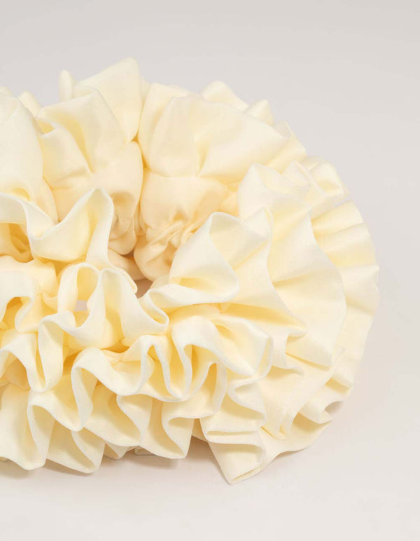 Cream Large Oversized Ruffle Fabric Scrunchie