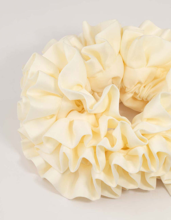 Cream Large Oversized Ruffle Fabric Scrunchie