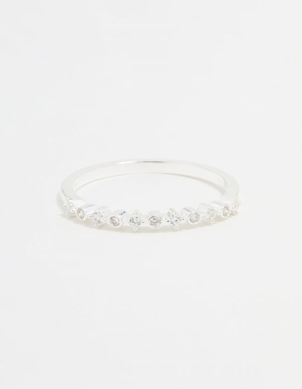 Sterling Silver Cubic Zirconia Circle Pave Ring