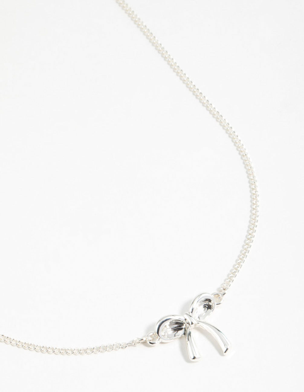 Silver Plain Bow Necklace