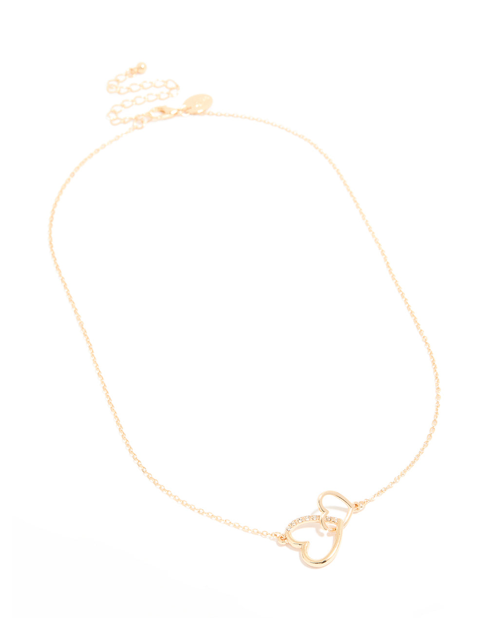 Gold Diamante Heart Link Necklace