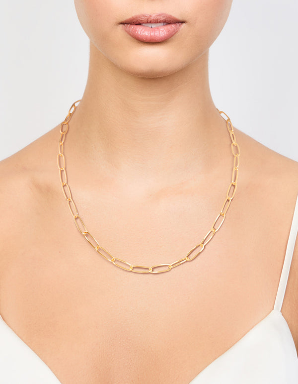 Gold Plated Fine Oval Link Necklace