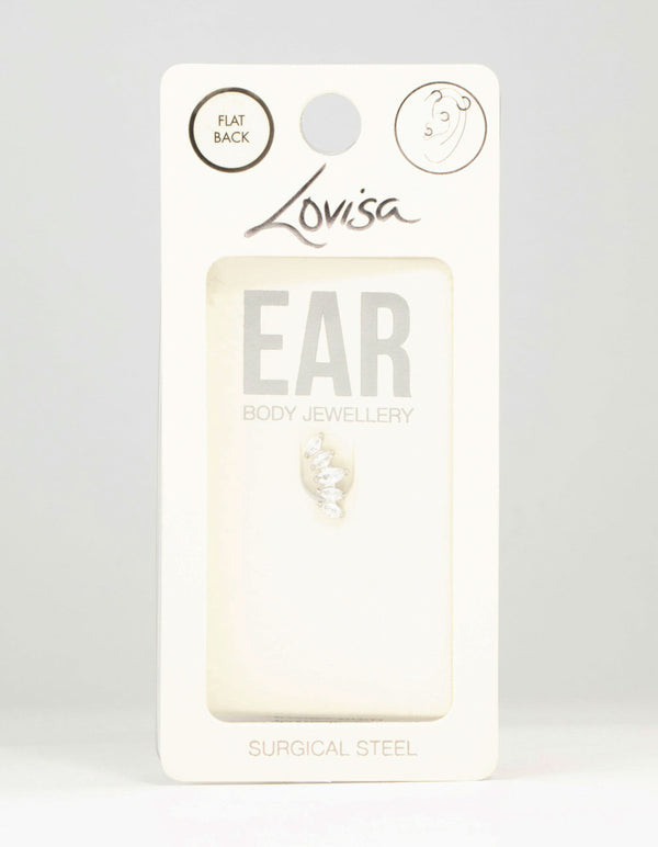 Surgical Steel Diamante Fan Flat Back Stud